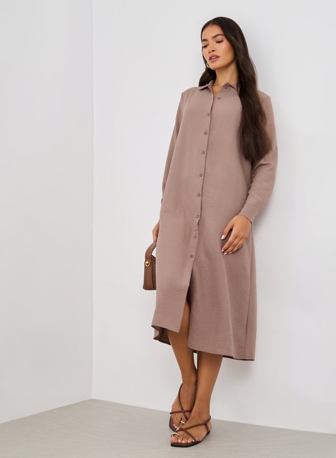 ستايلي قميص كيمونو بياقة عريضة وأزرار بقصة عادية - Image 2